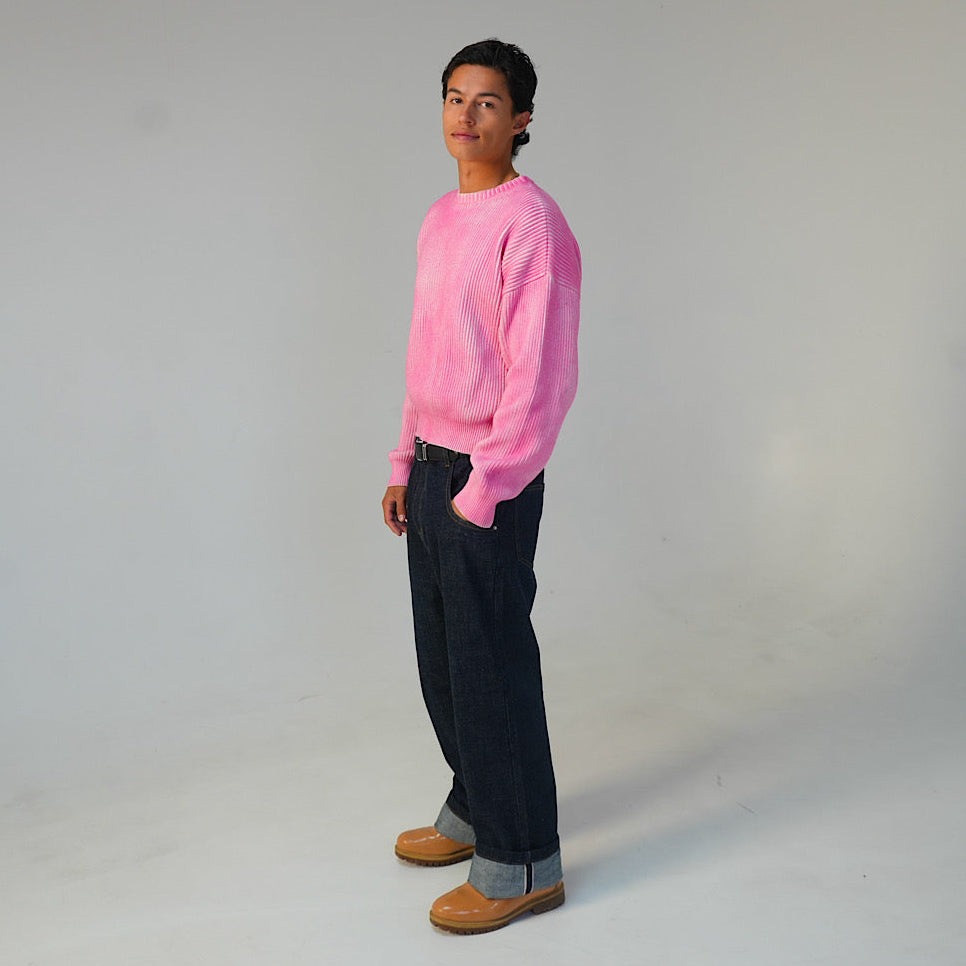 Carnation Pink Washed Knitted Sweater