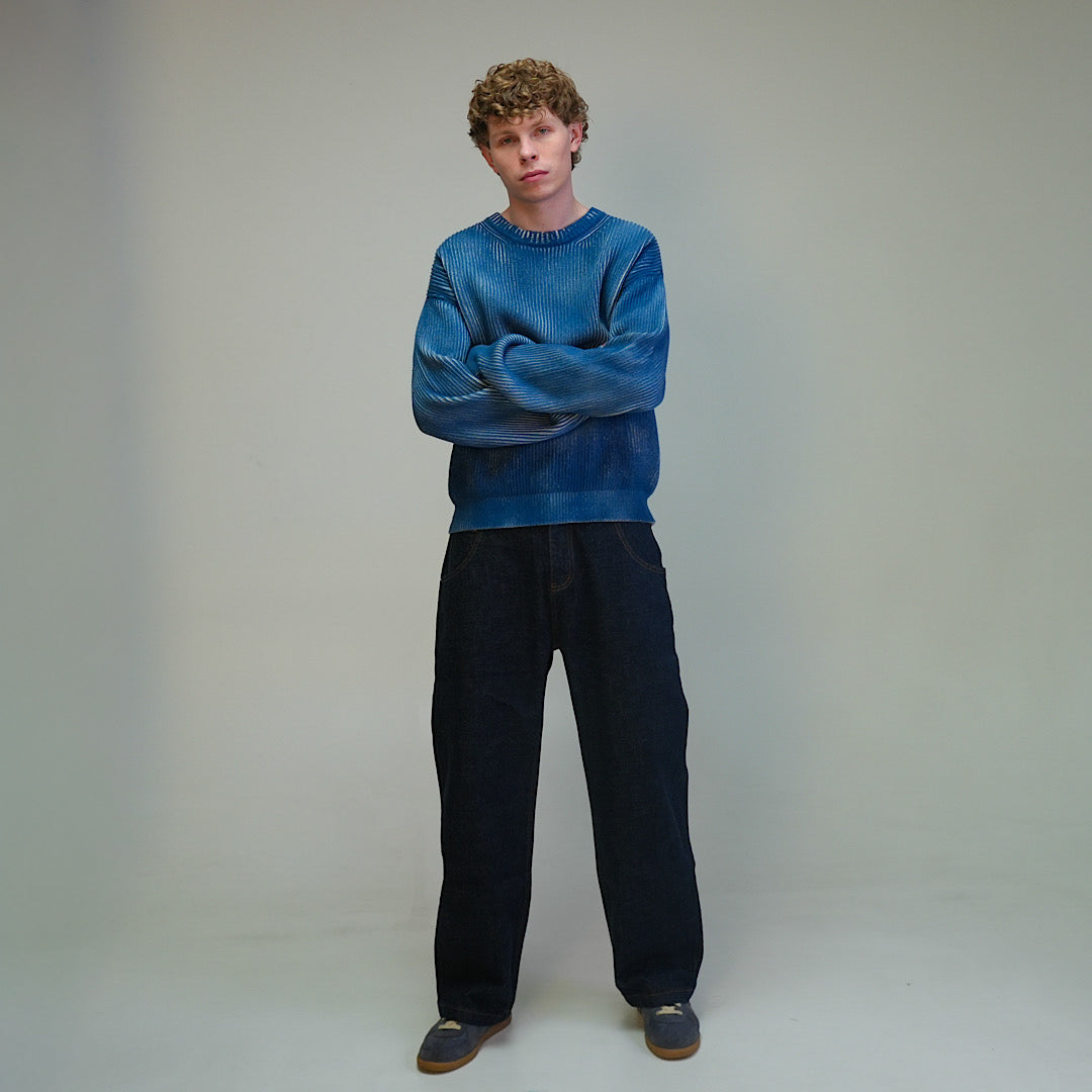 Navy Washed Knitted Sweater