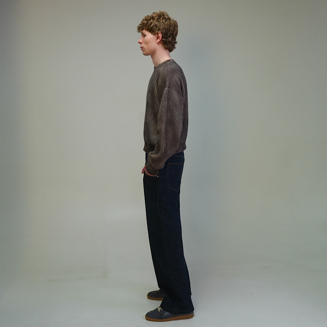 Taupe Washed Knitted Sweater