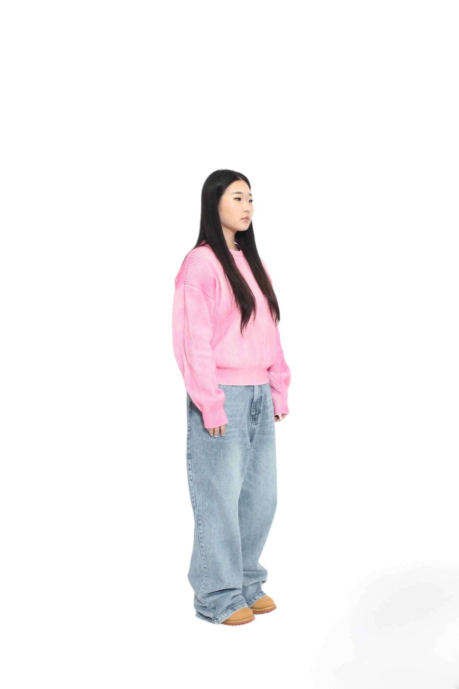 Carnation Pink Washed Knitted Sweater